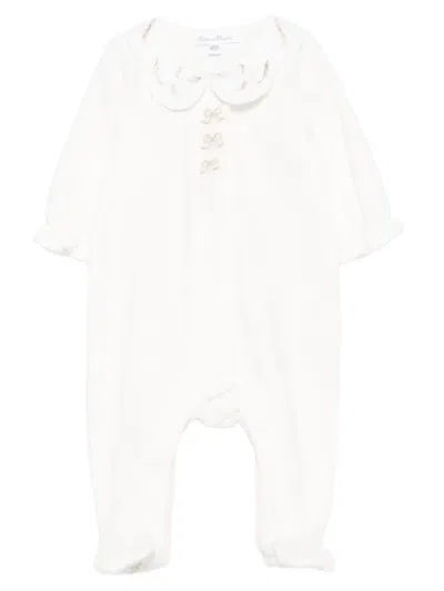 Tartine Et Chocolat Babies' Peter Pan-collar Bow Romper In White