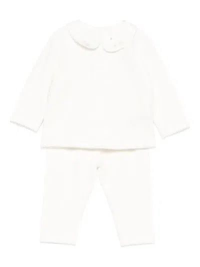 Tartine Et Chocolat Babies' Peter Pan-collar Trouser Set In Neutral