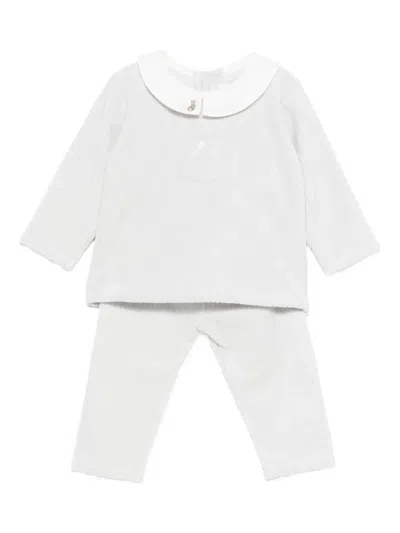 Tartine Et Chocolat Babies' Peter Pan-collar Trouser Set In White
