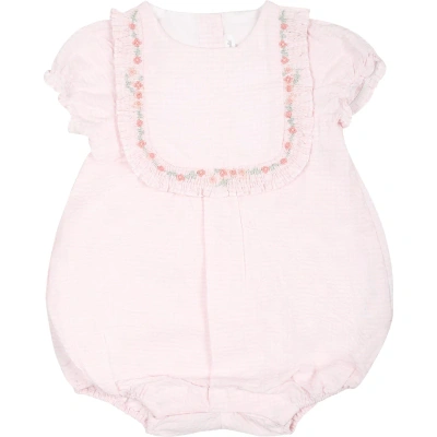 Tartine Et Chocolat Kids' Pink Romper For Baby Girl With Liberty Fabric