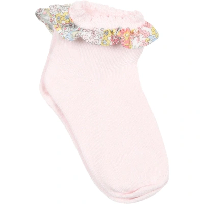 Tartine Et Chocolat Kids' Pink Socks For Baby Girls With Liberty Fabric