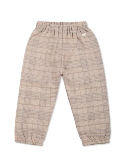 Tartine Et Chocolat Babies' Plaid Cotton Trousers In Neutrals