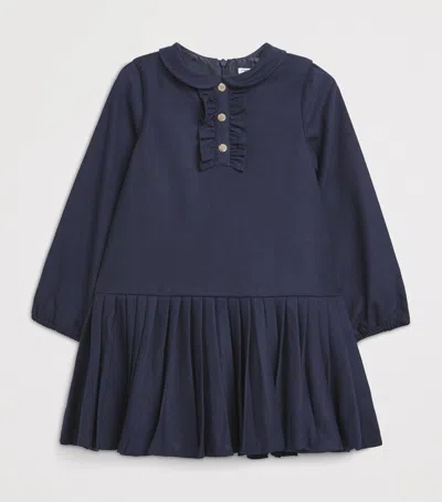 Tartine Et Chocolat Kids' Pleated Drop-waist Dress In Blue