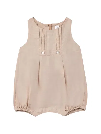 Tartine Et Chocolat Babies' Pleated-bib Button-detail Romper In Brown