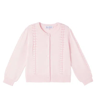 Tartine Et Chocolat Kids' Pointelle Cardigan In Pink