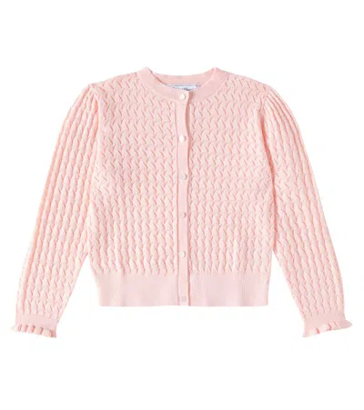 Tartine Et Chocolat Kids' Pointelle Cotton Cardigan In Pink