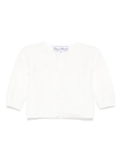 Tartine Et Chocolat Babies' Pointelle-knit Cardigan In White