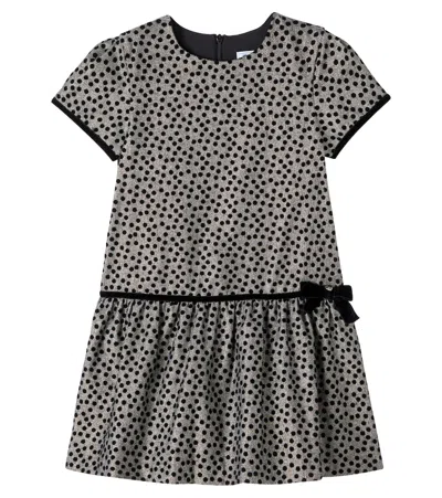 Tartine Et Chocolat Kids' Polka-dot Cotton-blend Dress In Gray