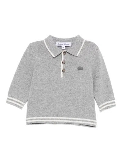 Tartine Et Chocolat Babies' Polo-neck Knitted Top In Gray