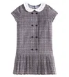 Tartine Et Chocolat Prince Of Wales Pleated Polo Dress In Grey