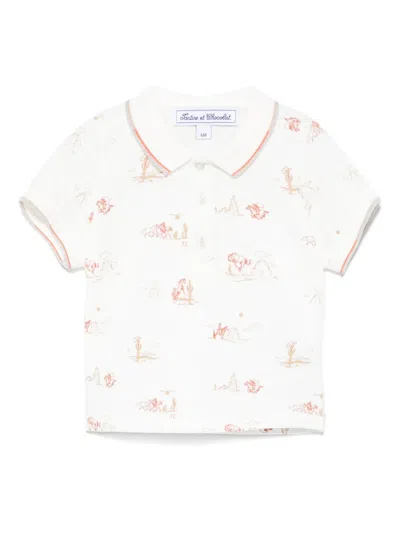 Tartine Et Chocolat Babies' Printed Polo Shirt In White