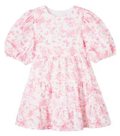 Tartine Et Chocolat Kids' Printed Puff-sleeve Cotton Dress In Multi