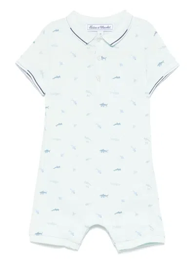 Tartine Et Chocolat Babies' Printed Romper In Blue