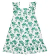 Tartine Et Chocolat Printed Ruffle-trimmed Cotton Dress In Green