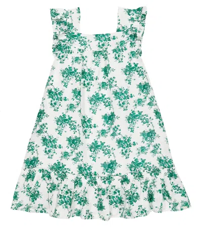 Tartine Et Chocolat Kids' Printed Ruffle-trimmed Cotton Dress In Green