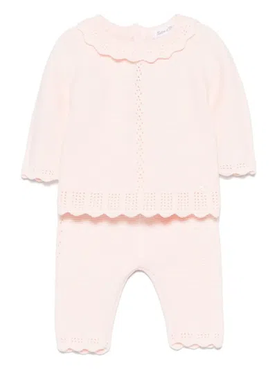 Tartine Et Chocolat Babies' Purl-knit Trousers Set (set Of Two) In Pink