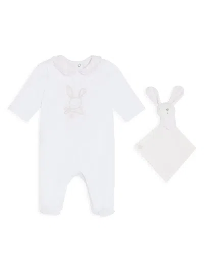Tartine Et Chocolat Babies' Rabbit-embroidered Cotton Romper In White