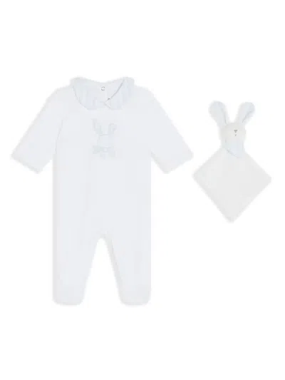 Tartine Et Chocolat Babies' Rabbit-embroidered Cotton Romper In White