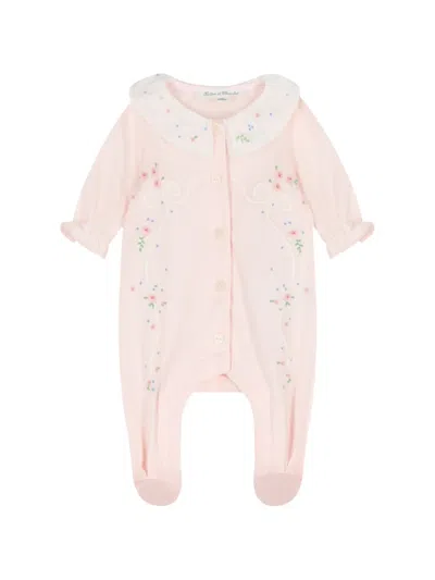 Tartine Et Chocolat Ruffled Floral Babygrow In Pink