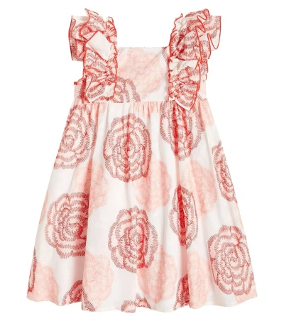 Tartine Et Chocolat Kids' Ruffled Floral Cotton-blend Dress In Pink