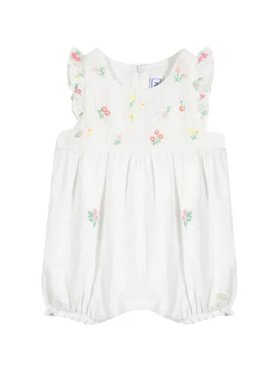 Tartine Et Chocolat Babies' Ruffled Floral Romper In White