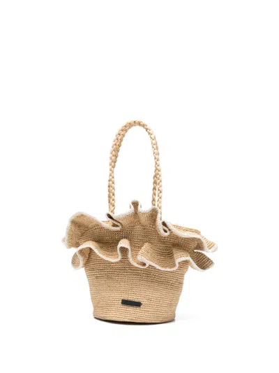 Tartine Et Chocolat Kids' Ruffled Handle Bag In Neutral