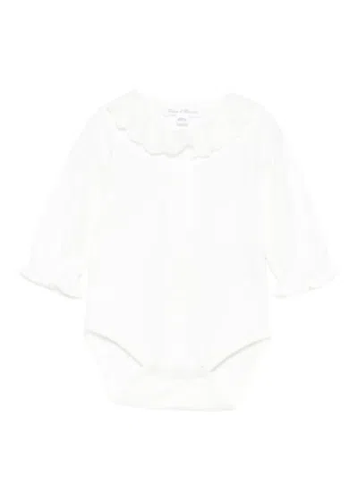 Tartine Et Chocolat Babies' Ruffled Long-sleeved Bodie In White