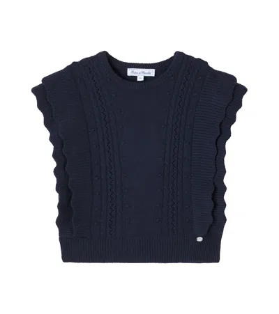 Tartine Et Chocolat Kids' Ruffled Sweater Vest In Blue