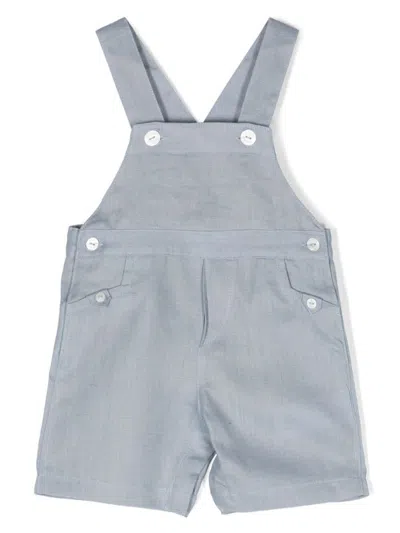 Tartine Et Chocolat Babies' Linen Short Dungaree In Blue