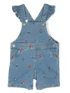 Tartine Et Chocolat Floral-embroidered Denim Dungarees In Blue