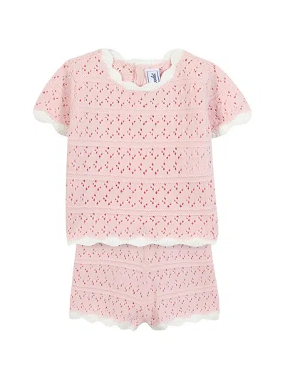 Tartine Et Chocolat Kids' Scalloped-edge Short Set In Pink