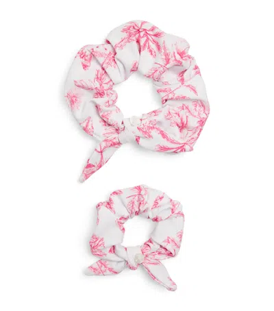 Tartine Et Chocolat Kids' Set Of 2 Toile Scrunchies In Pink