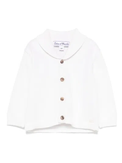 Tartine Et Chocolat Babies' Shawl Collar Cardigan In White