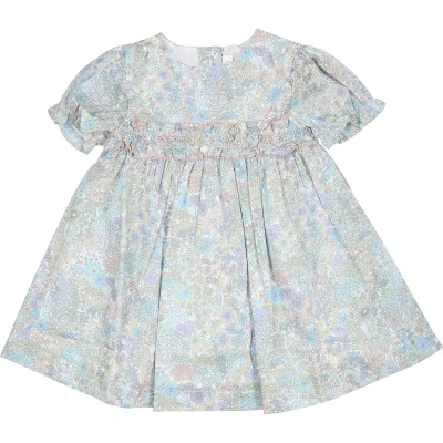 Tartine Et Chocolat Kids' Sky Blue Casual Dress For Baby Girl With Liberty Fabric In Light Blue