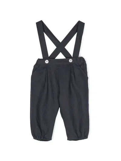 Tartine Et Chocolat Babies' Slub Linen Dungarees In Blue
