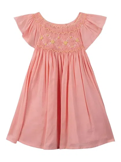Tartine Et Chocolat Babies' Smocked Flutter-sleeve Dress In Pink