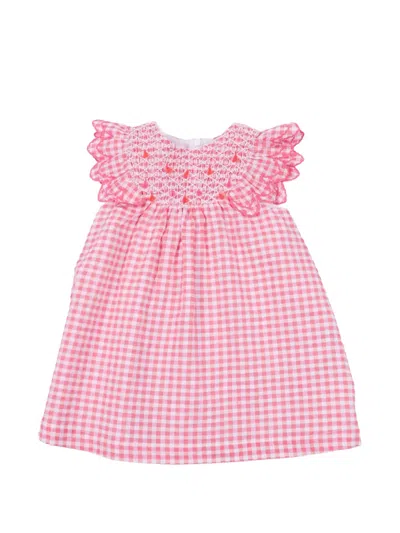 Tartine Et Chocolat Kids' Smocked Gingham-pattern Dress In Pink