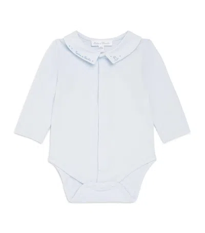 Tartine Et Chocolat Kids'  Stretch-cotton Embroidered Bodysuit In Blue