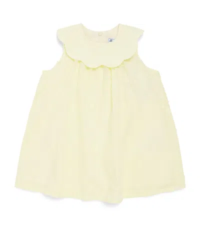 Tartine Et Chocolat Kids'  Stretch-cotton Frill Dress In Yellow