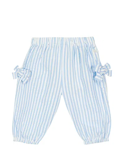 Tartine Et Chocolat Babies' Striped Bow-detail Trousers In Blue