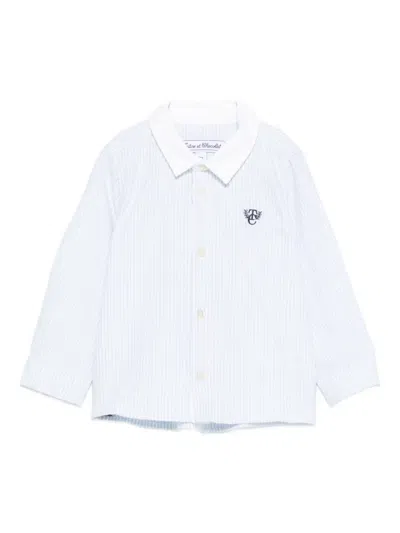 Tartine Et Chocolat Babies' Striped Logo-embroidered Shirt In Blue
