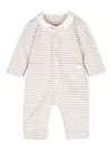 Tartine Et Chocolat Striped Pointed-collar Rompers In Neutrals