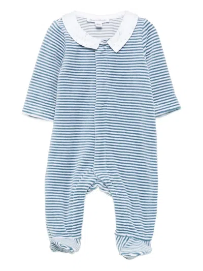 Tartine Et Chocolat Babies' Striped Velour Collared Pajama In Multi
