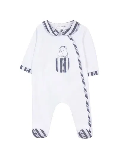 Tartine Et Chocolat Babies' Striped-trim Pajama In White