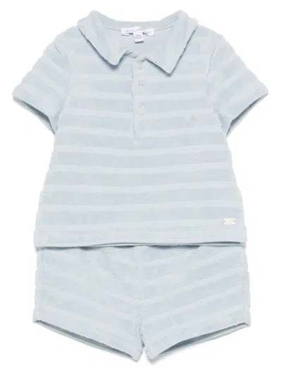 Tartine Et Chocolat Babies' Stripes Shorts Set In Blue