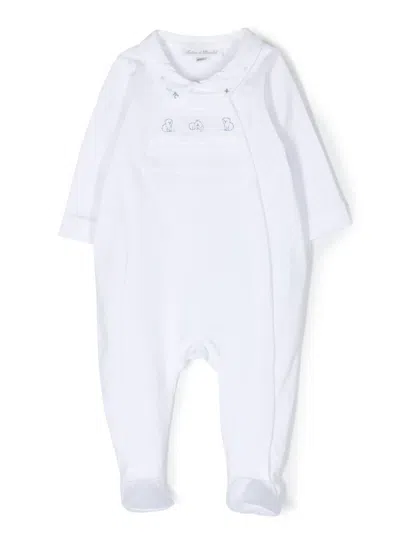 Tartine Et Chocolat Babies' Teddy Bear-print Cotton Romper In White