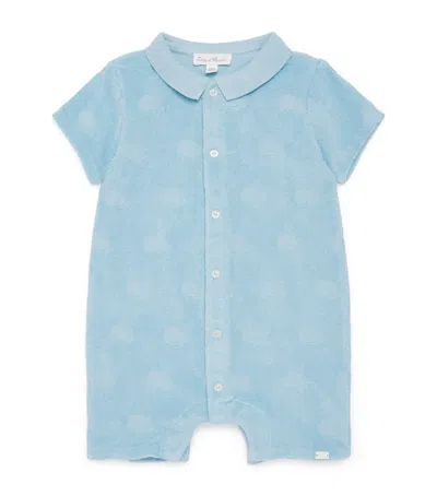 Tartine Et Chocolat Kids'  Towelling Jacquard Playsuit In Blue