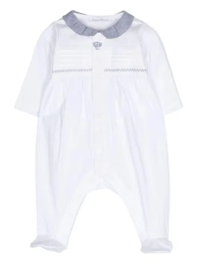 Tartine Et Chocolat Babies' Collared Cotton Pajama In White