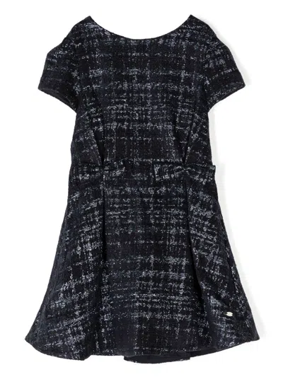 Tartine Et Chocolat Kids' Tweed Metallic-detailing Dress In Blue