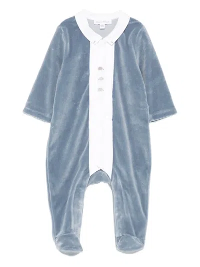 Tartine Et Chocolat Velour Babygrow In Blue